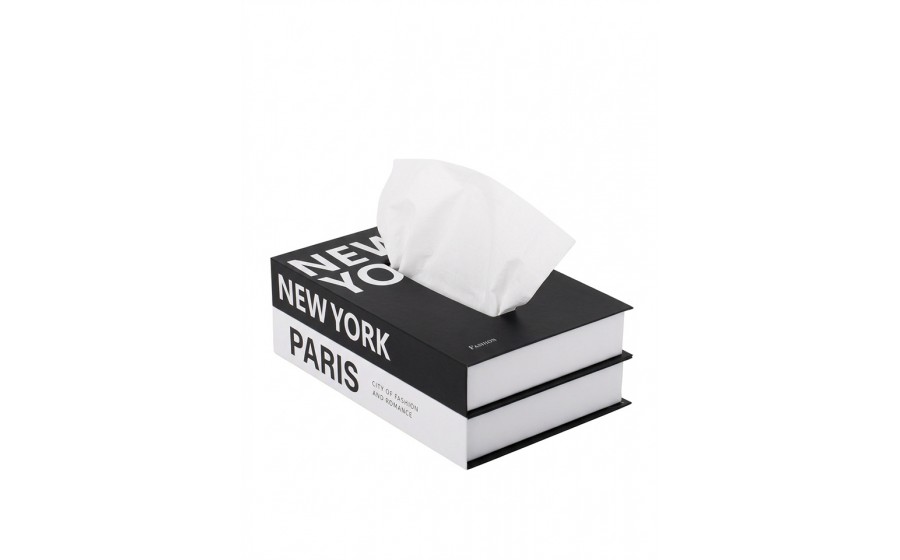 Pojemnik pudełko na chusteczki SHP BOOKER biały / czarny