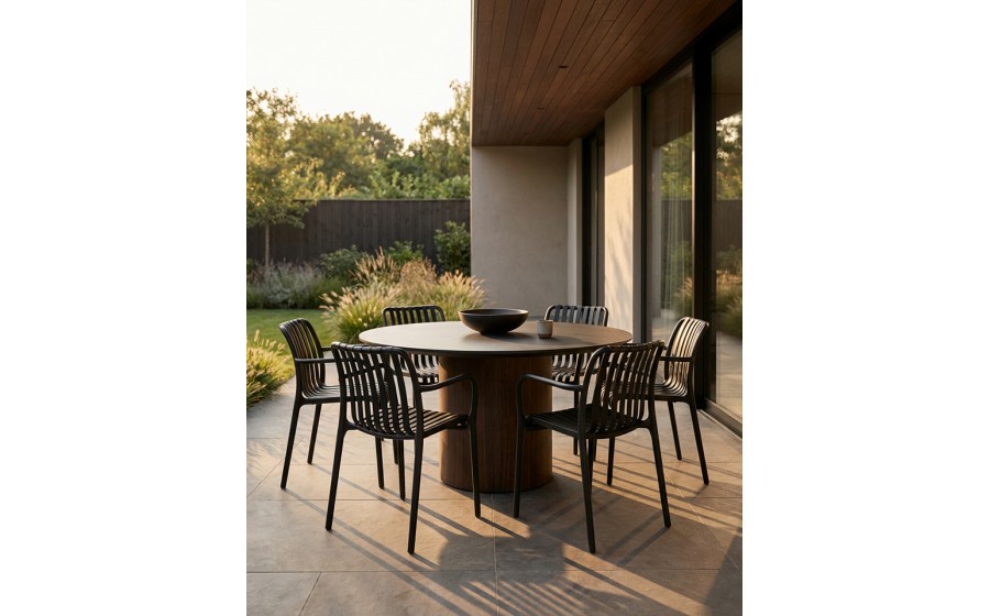 MODESTO krzesło do domu i ogrodu STRIPS ARM czarne mocne polipropylen