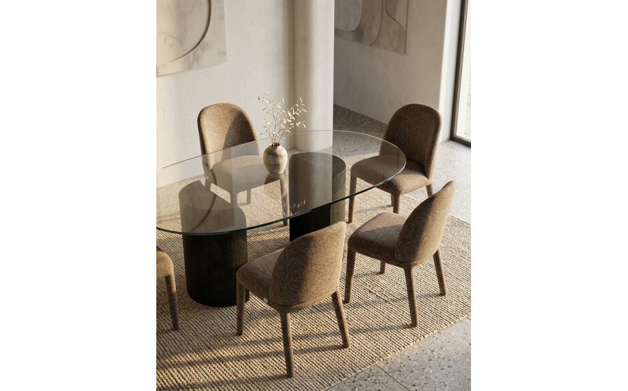 Krzesło tapicerowane do jadalni TUYA brązowe