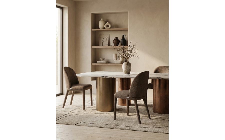 Krzesło tapicerowane do jadalni TUYA brązowe