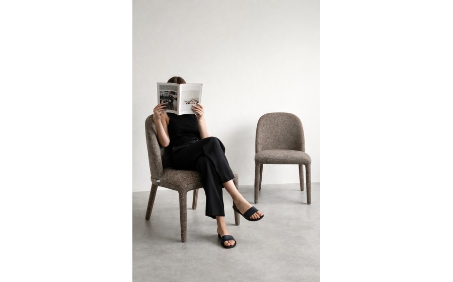 Krzesło tapicerowane do jadalni TUYA brązowe