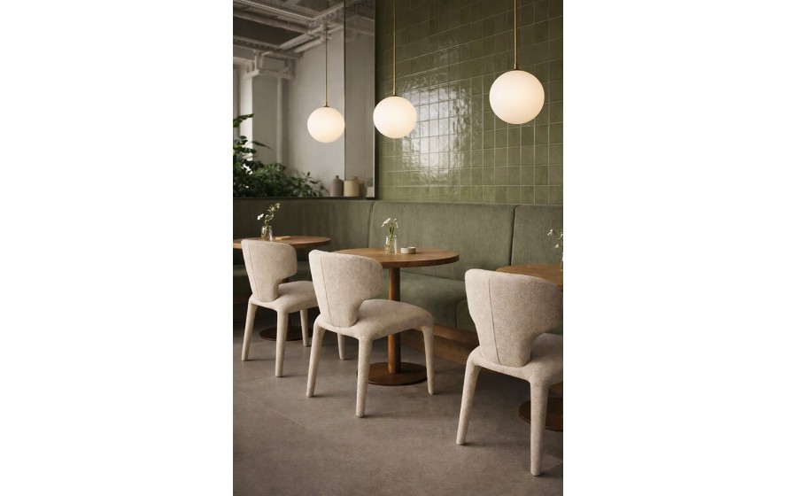 Krzesło tapicerowane do jadalni salonu APULIA beżowe