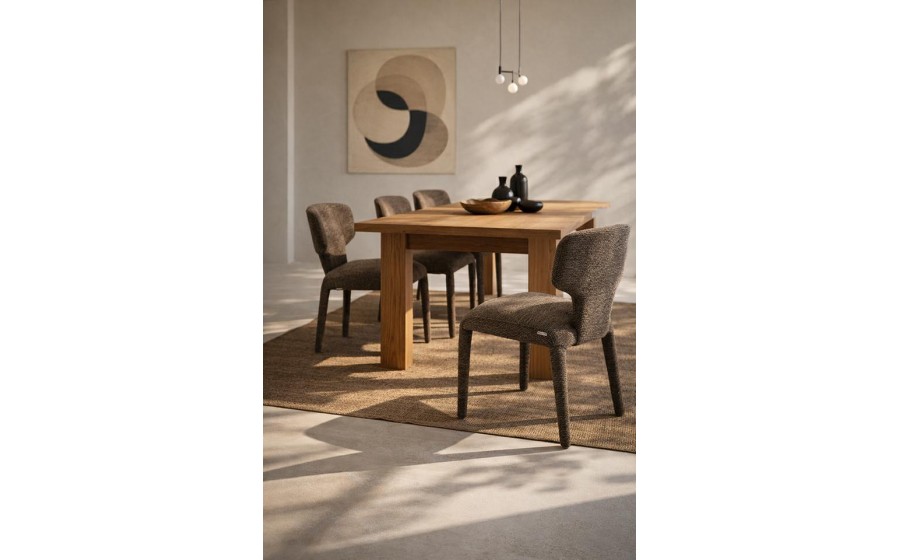 Krzesło tapicerowane do jadalni salonu APULIA brązowe