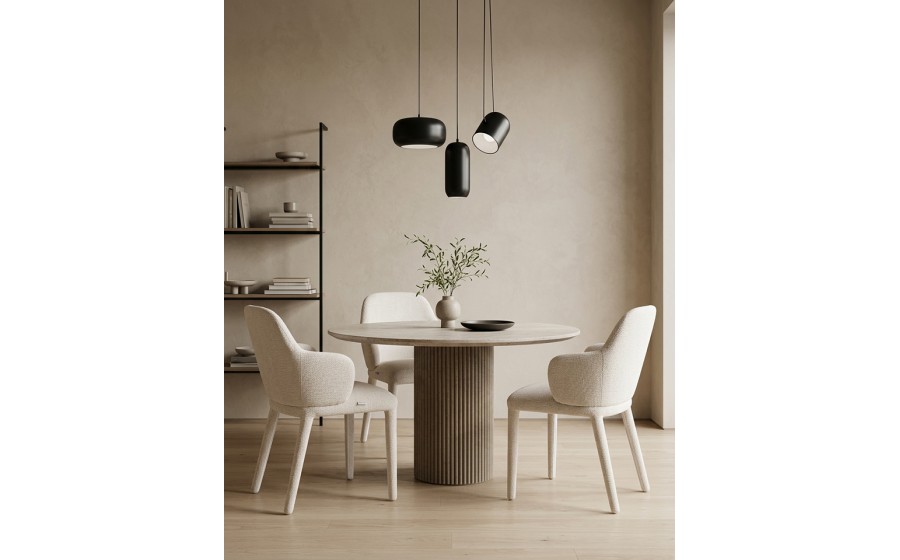 Krzesło tapicerowane do jadalni AKIRA beżowe