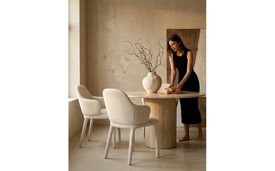 Krzesło tapicerowane do jadalni AKIRA beżowe