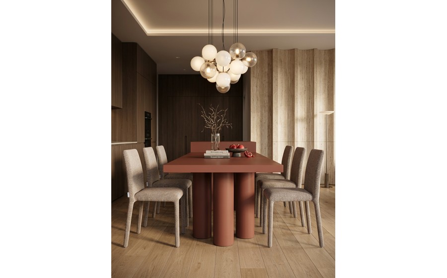 Krzesło tapicerowane do jadalni ALYA brązowe