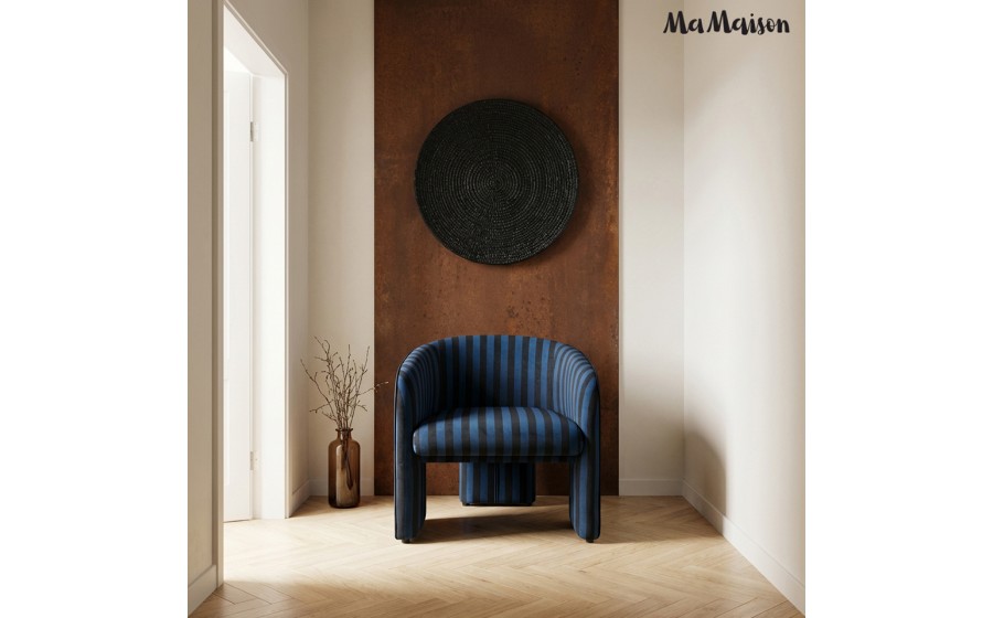 MaMaison fotel tapicerowany JOLIE niebieski czarny
