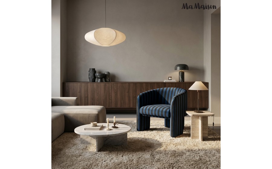 MaMaison fotel tapicerowany JOLIE niebieski czarny