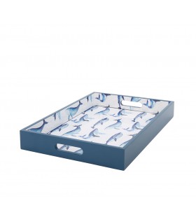 Taca dekoracyjna duża SHP WHALE 40x30 niebieska biała