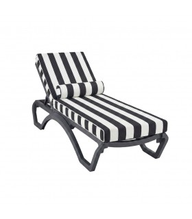 Zestaw ogrodowy NICEA leżak z materacem i poduszką biało-czarny