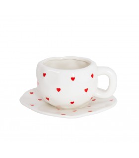 Filiżanka do kawy herbaty ze spodkiem SHP LOVE 285 ml biała