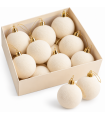 Bombki choinkowe SHP SATINE BALLS 6 cm kremowe aksamitne 10 szt.