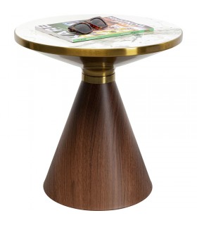KARE stolik CONO WALNUT 50 biały brązowy złoty 50 cm