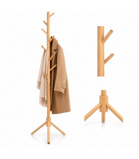 MODESTO wieszak stojący STICK naturalny z drewna bukowego 175 cm
